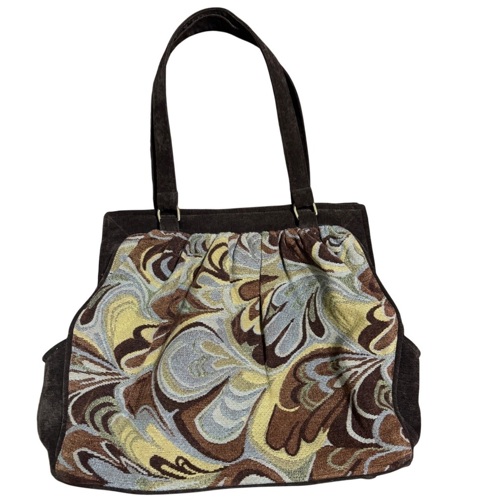 Offhand Designs Tapestry Tote Bag Brown Gold Paisley Doctor Bag Style